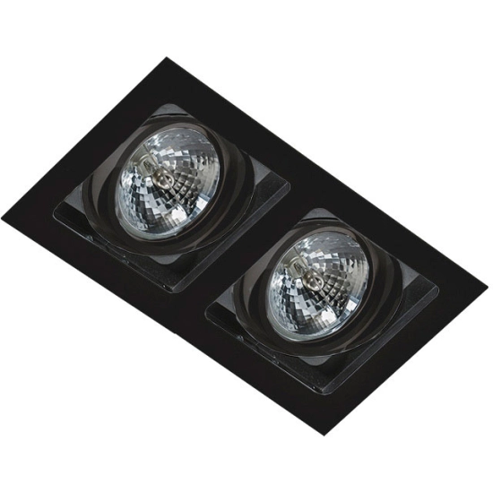 Prostokątna, czarna oprawa podtynkowa z dwoma ruchomymi reflektorami