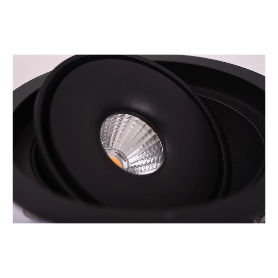 Czarna, nowoczesna, okrągła oprawa wpustowa ze światłem LED, Ø12cm