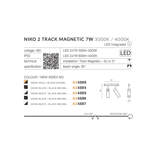 Cylindryczne, czarne lampy LED 3000K do szyny 1-fazowej magnetycznej