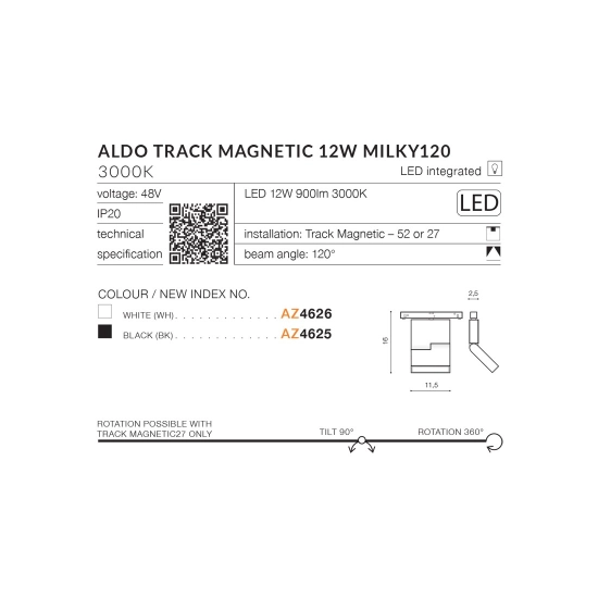 Nowoczesny, biały reflektor LED 3000K do szyny 1-fazowej magnetycznej