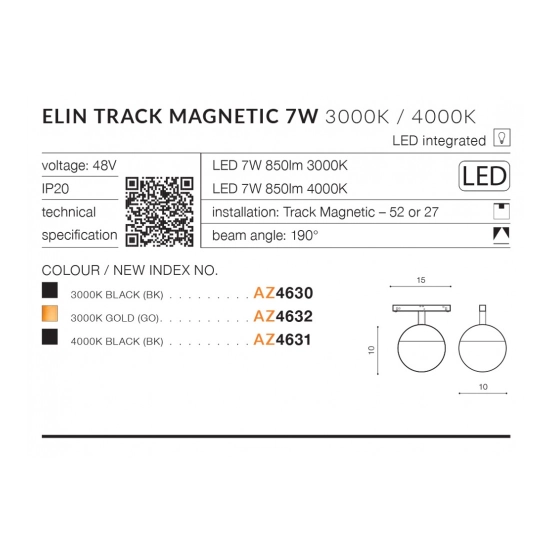 Okrągły reflektor LED 4000K do szynoprzewodu jednofazowego magnetycznego