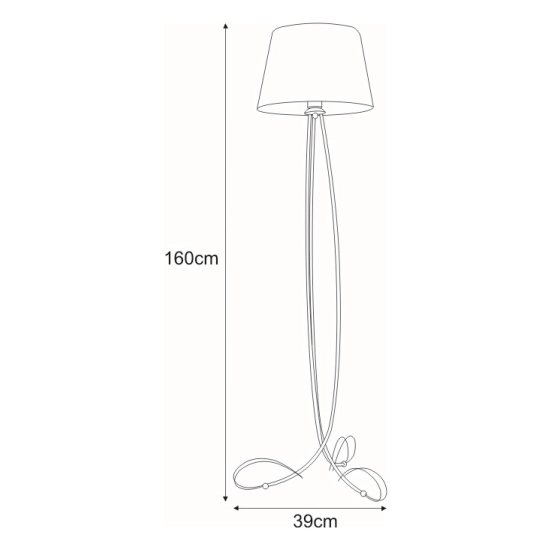 Wysoka beżowo-złota lampa podłogowa ze zdobionym abażurem do salonu
