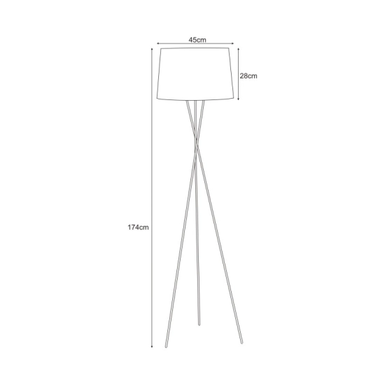 Czarna lampa podłogowa trójnóg z klasycznym czarnym abażurem