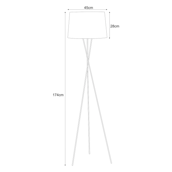 Lampa podłogowa na trójnogu z dekoracyjnym, czarno-złotym abażurem