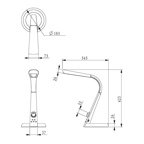 Nowoczesna srebrna lampa biurkowa LED z gniazdem USB i ściemniaczem