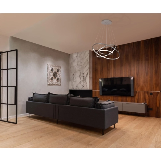 Nowoczesna wisząca lampa LED w kolorze chromu okręgi regulowana wysokość DIEGO