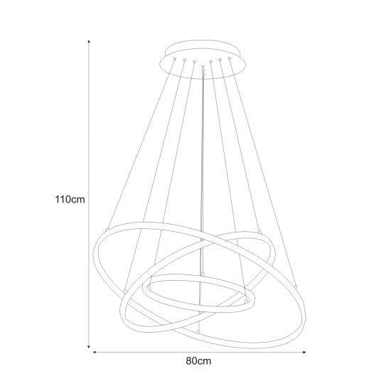 Nowoczesna wisząca lampa LED w kolorze chromu okręgi regulowana wysokość DIEGO