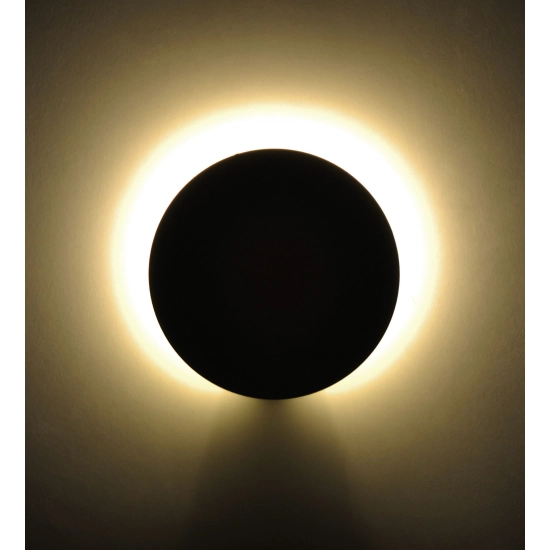 Nowoczesny minimalistyczny czarny płaski kinkiet dekoracyjny okrągły