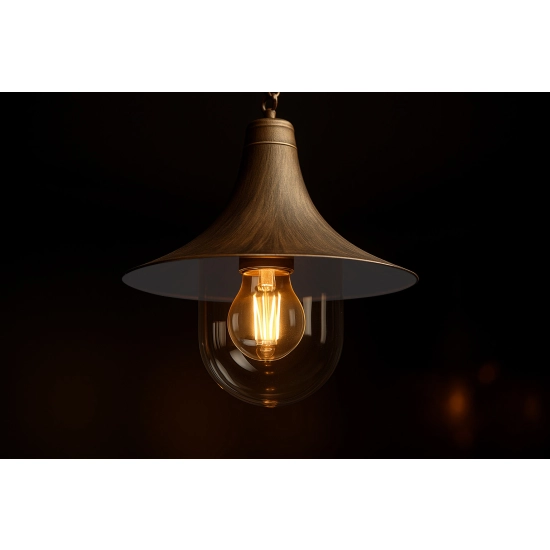 Czarno-złota wisząca lampa zewnętrzna na łańcuchu idealna na taras