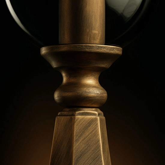 Niska lampa zewnętrzna lampion czarno-złoty w stylu retro do ogrodu