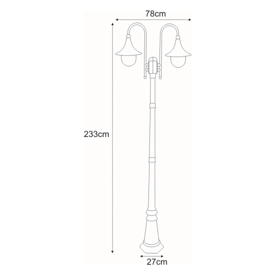 Dwuramienna wysoka czarna lampa stojąca ogrodowa solidna latarnia retro