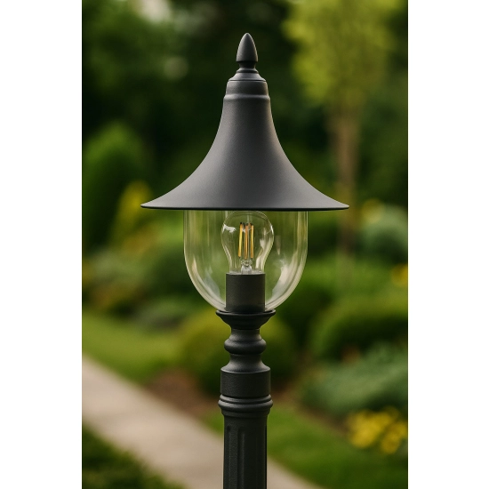 Czarna lampa zewnętrzna stojąca latarnia do oświetlenia ogrodu