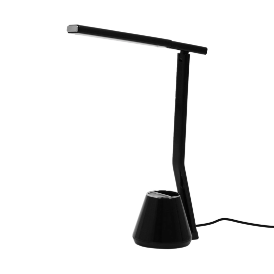 Elegancka lampka biurkowa LED ze stojakiem na przybory szkolne