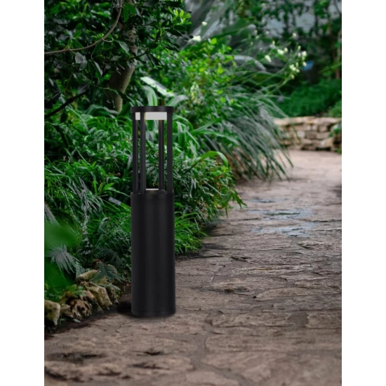 Czarny nowoczesny słupek zewnętrzny ogrodowy oświetleniowy LED stojący