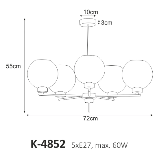 Czarna lampa sufitowa w stylu loft z dymionymi kloszami na duży gwint ALDAR