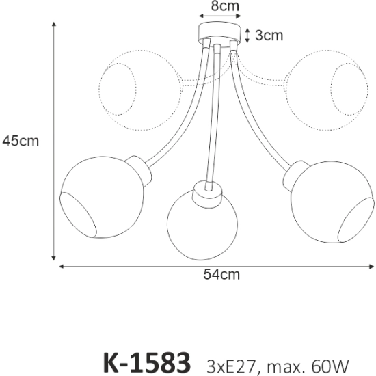 Skandynawska regulowana lampa sufitowa czarna potrójna dymione klosze