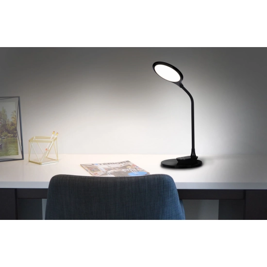 Nowoczesna czarna lampa LED biurkowa nocna dotykowa i kinkiet w jednym