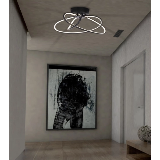 Czarna nowoczesna lampa sufitowa LED czarna futurystyczna do salonu LELO BLACK