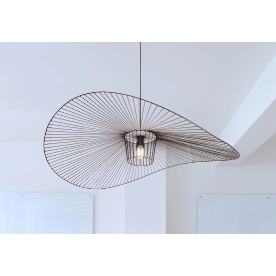 Czarna modernistyczna ekskluzywna lampa wisząca druciany szeroki kapelusz