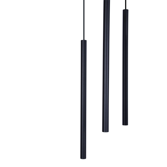 Designerska czarna lampa wisząca z wąskimi regulowanymi tubami