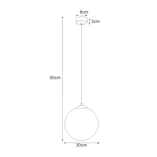 Czarna minimalistyczna lampa wisząca z dużym białym okrągłym kloszem