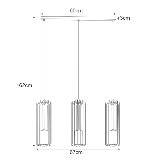 Potrójna designerska nowoczesna czarna lampa wisząca druciana na listwie