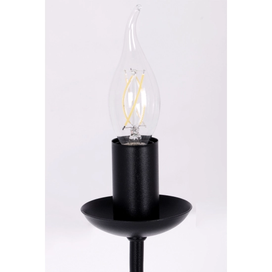 Czarna lampa wisząca typu świecznik, w stylu industrialnym/ loft