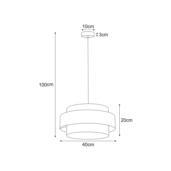 Lampa wisząca z abażurem o średnicy 40cm, w kolorze czarno-szarym