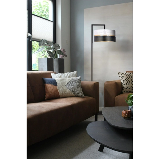 Unikalna lampa podłogowa w czarno-białym kolorze, do salonu