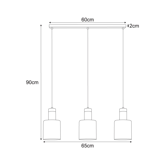 Ponadczasowa lampa wisząca z trzema kloszami w kolorze bursztynowym