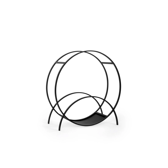 Okrągły, funkcjonalny stojak na drewno, średnica 70 cm, kolor czarny