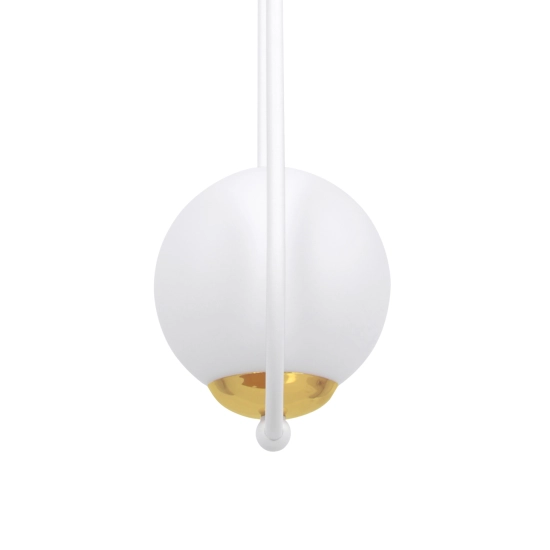 Biała lampa wisząca, elipsa z jednym kloszem w kształcie kuli