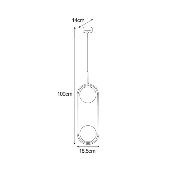 Biało-grafitowa lampa wisząca do każdego wnętrza, dwa klosze ⌀14 cm