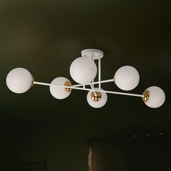 Spektakularna lampa sufitowa z sześcioma kloszami, na dwa włączniki