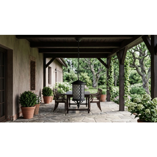 Niebanalna lampa wisząca, idealna do oświetlenia tarasu lub altany