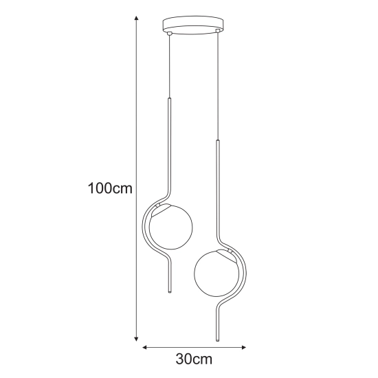 Lampa wisząca z dwoma, lustrzanymi kloszami, możliwość skrócenia