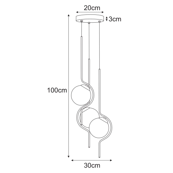 Gustowna lampa wisząca z kloszami o średnicy 14cm, idealna do salonu