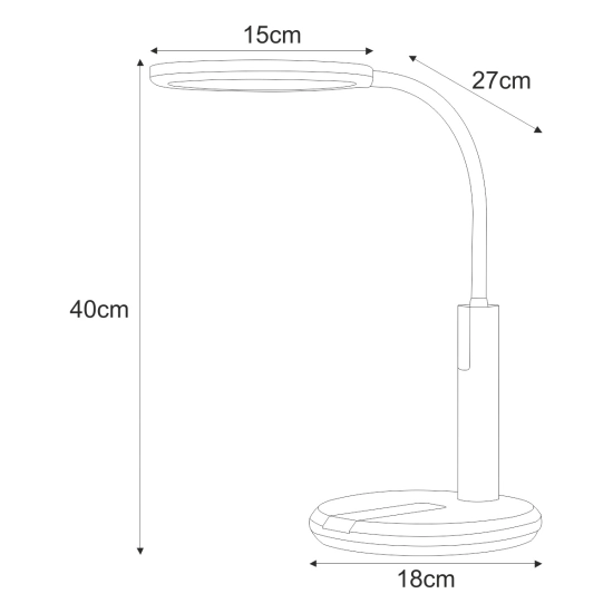 Czarna lampka biurkowa LED 12W, dotykowy panel, możliwość ściemniania