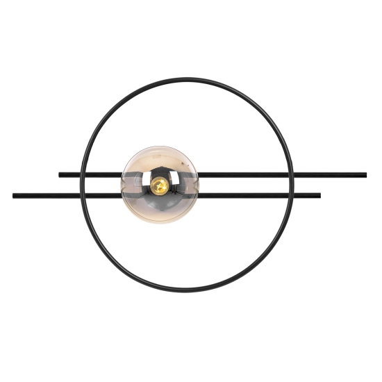 Geometryczny kinkiet z kloszem w kolorze bursztynu, o średnicy 14cm