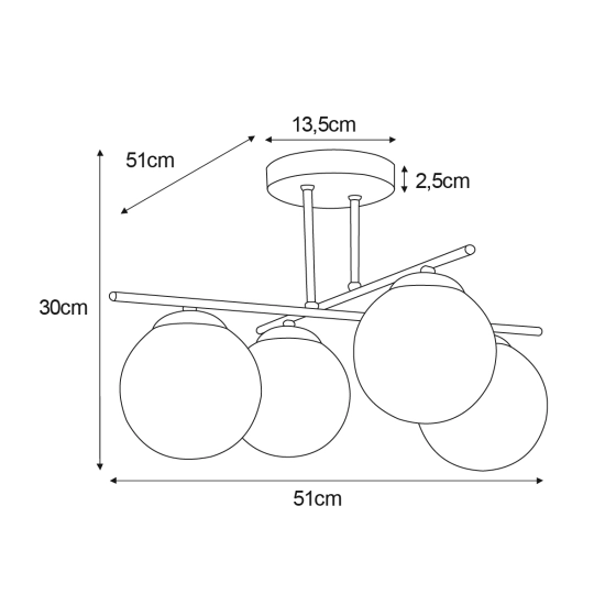 Glamour lampa sufitowa z kloszami w kolorze bursztynowym