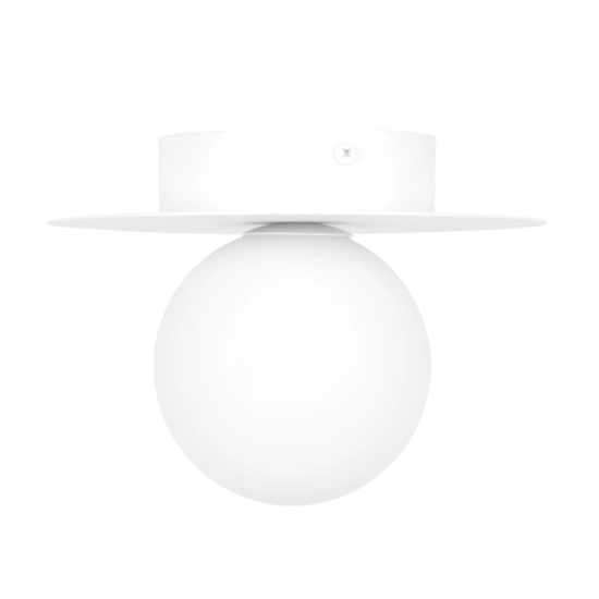 Minimalistyczna lampa sufitowa z kloszem w kolorze bieli