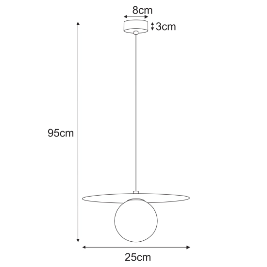 Efektowna lampa wisząca z błękitną tarczą z kloszem kulką