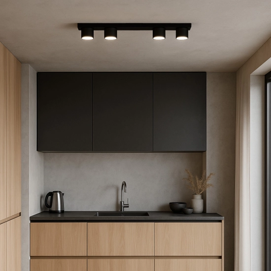 Podłużna lampa sufitowa w kolorze czarnym do garderoby CRUZ