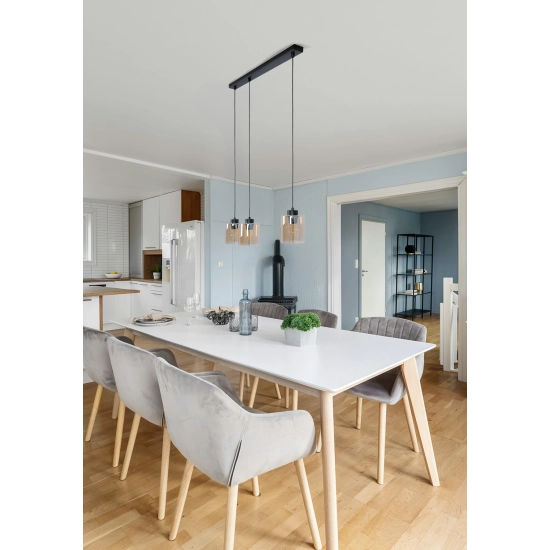 Sufitowa lampa wisząca, stylowe, bursztynowe klosze SORO