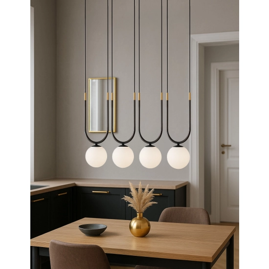 Dekoracyjna lampa wisząca z czterema kloszami w kolorze bieli ENZO