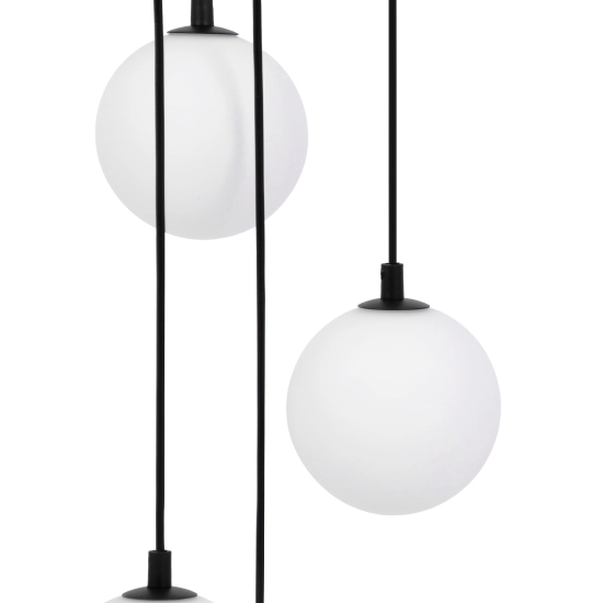 Dekoracyjna lampa wisząca z białymi kloszami, do salonu, nad stolik