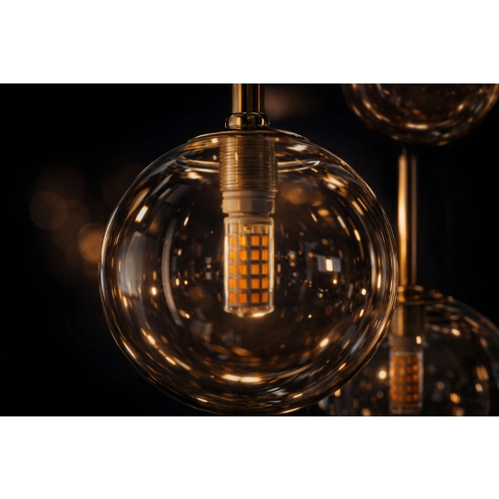 Designerska lampa sufitowa na okrągłej podstawie z małymi kloszami