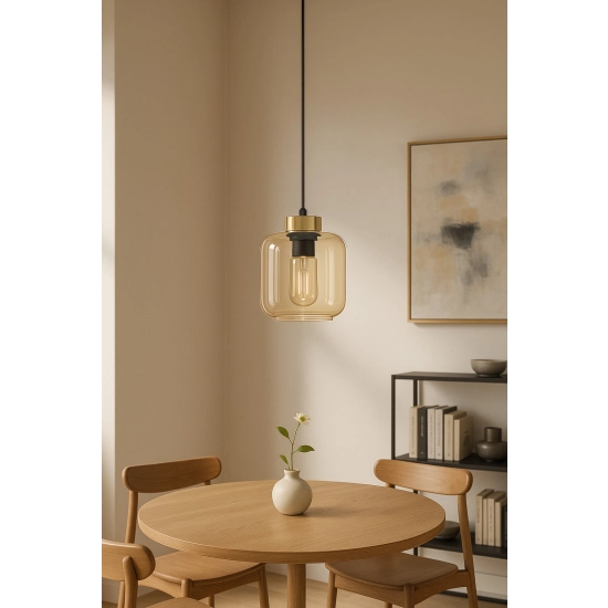 Lampa wisząca z dekoracyjnym kloszem, z elementami złota IGA