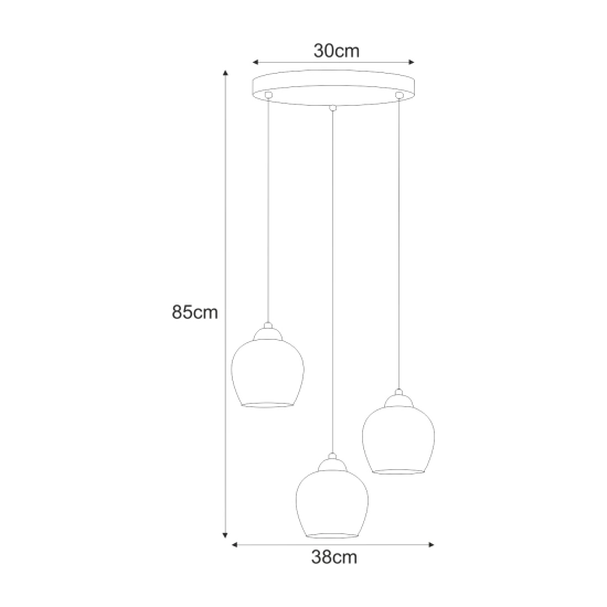 Klasyczna lampa wisząca do salonu z trzema kloszami ABRO