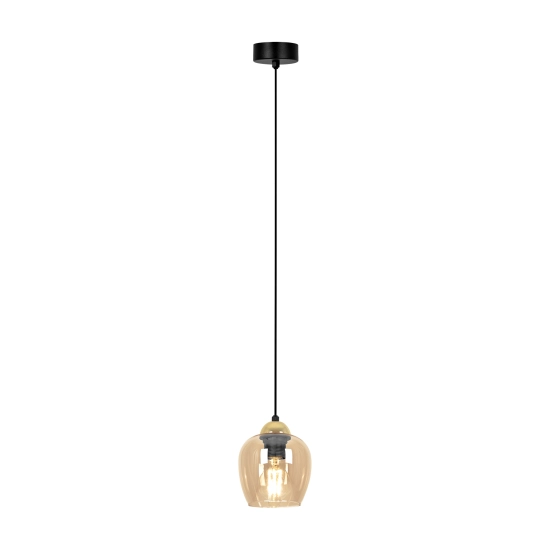 Minimalistyczna lampa wisząca z bursztynowym kloszem TULA